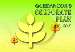 QUEDANCOR’S CORPORATE PLAN (2011