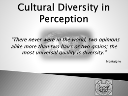 Cultural Diversity in Perception Alternative Views of Reality