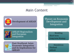 Economic Development and Integration in Southeast Asia