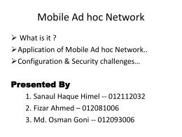 Application of Mobile Ad hoc Network