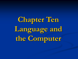Chapter 8 Language and the Computer