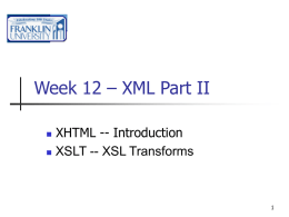 Week 12 – XML Part II