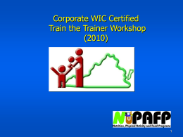 Virginia WIC Program Train the Trainer Certification