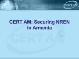 CERT AM: Securing NREN in Armenia