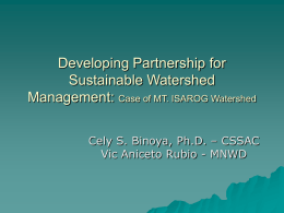 Developing Partnership for Sustainable Watershed