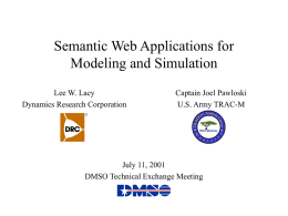 Semantic Web Applications for Modeling and Simulation
