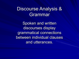 Discourse Analysis & Grammar