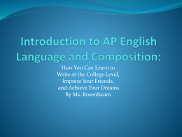 Introduction to AP English Language and Composition: