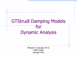 GTStrudl Modeling and Analysis Using 2-D and 3
