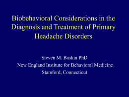 Biobehavioral Considerations in the Diagnosis and