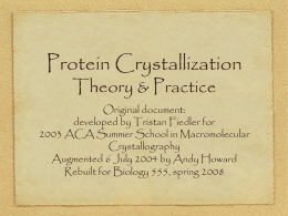 Protein Crystallization Theory & Practice