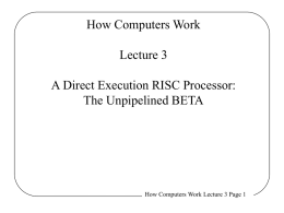 Processor Architecture: Direct Execution RISC Processor