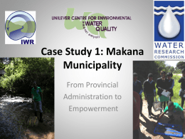 Case Study 1: Makana Municipality