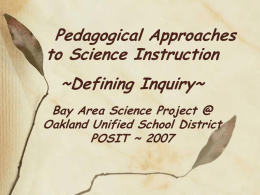 Pedagogical Approaches to Science Instruction ~Defining