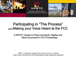 NPSTC Tutorial on Filing Comments