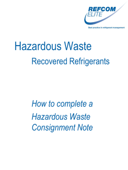 Hazardous Waste Recovered - Refcom F