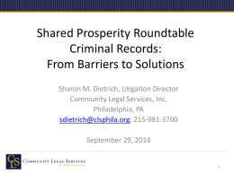 Shared Prosperity Roundtable Criminal Records: From