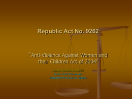 Republic Act No. 9262 - Department of Justice