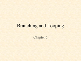Branching and Looping