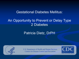 Division of Reproductive Health Diabetes Prevention