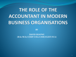 THE ROLE OF THE ACCOUNTANT IN MODERN BUSINESS ORGANISATIONS