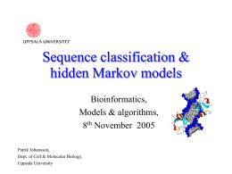 Sequence classification & hidden Markov models