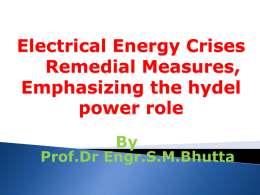 Hydel Power Development Programe of Pakistan, its barriers