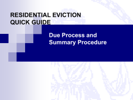 RESIDENTIAL EVICTION QUICK GUIDE