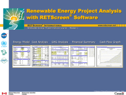 Renewable Energy Project Analysis with RETScreen Software