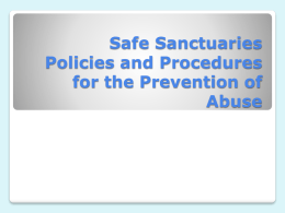 Safe Sanctuaries Policies and Procedures for the