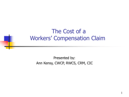 The Cost of a Workers ’ Compensation Claim