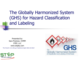 GHS - The New Hazard Communication Revised 2012