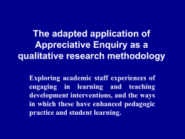 The adapted application of appreciative enquiry as a
