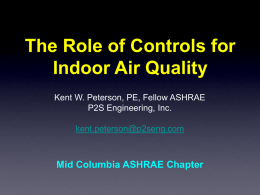 The Role of Controls for IAQ - Mid Columbia ASHRAE Chapter