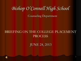 Bishop O’Connell High School Department of Guidance and