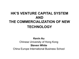 HONG KONG’S VENTURE CAPITAL SYSTEM AND THE