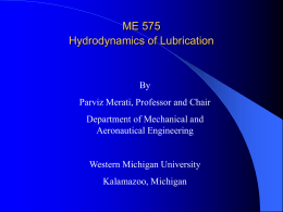 ME 575 Hydrodynamics of Lubrication Fall 2001