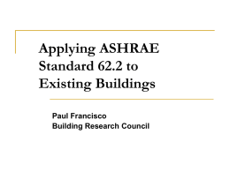 Applying ASHRAE Standard 62.2 to Existing Buildings