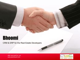 Bhoomi Presentation - ERP and CRM Solutions for