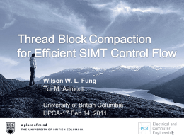 Thread Block Compaction for Efficient SIMT Control Flow