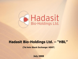 HBL Financing 7.08 - Hadasit Bio