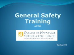 Safety Orientation Training - College of Nanoscale Science