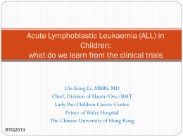 Acute Lymphoblastic Leukaemia (ALL) in Children: what do