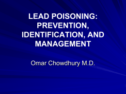 LEAD POISONING: PREVENTION, IDENTIFICATION, AND MANAGEMENT