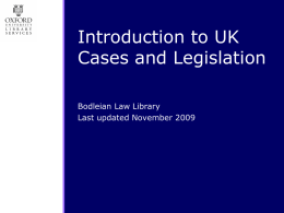 Introduction to UK legislation and cases
