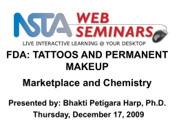 TATTOOS AND PERMANENT MAKEUP Marketplace and Chemistry