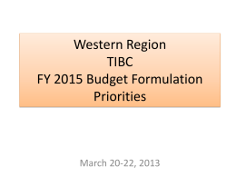 Western Region TIBC FY 2013 Priority Ranking