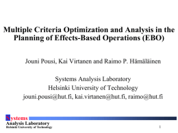 Multi-Criteria Optimization and Analysis in the Planning