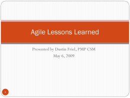 Agile Lessons Learned