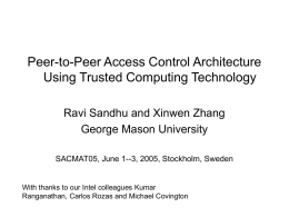 Peer-to-Peer Access Control Architecture Using Trusted
